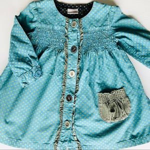 Next UK Corduroy Ruffle Button Shirt Dress